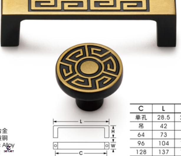 NÚM NẮM TỦ CỔ ĐIỂN A7104 NÂU – XANH