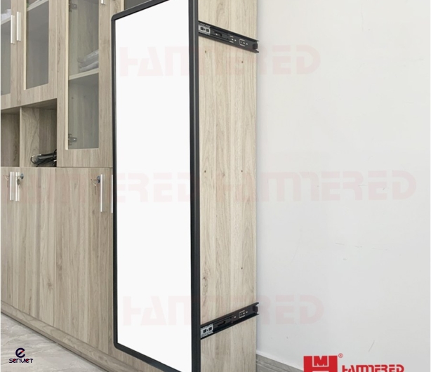 GƯƠNG XOAY ÂM TỦ RAY GIẢM CHẤN MÀU ĐEN HMR YWD 102
